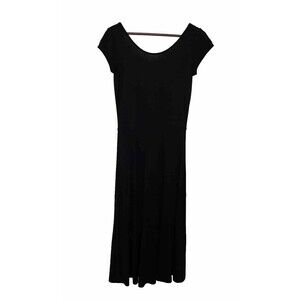 Gap Midi Dress Women's Small Black Fit Flare Scoop Neck Lightweight NWT Casual